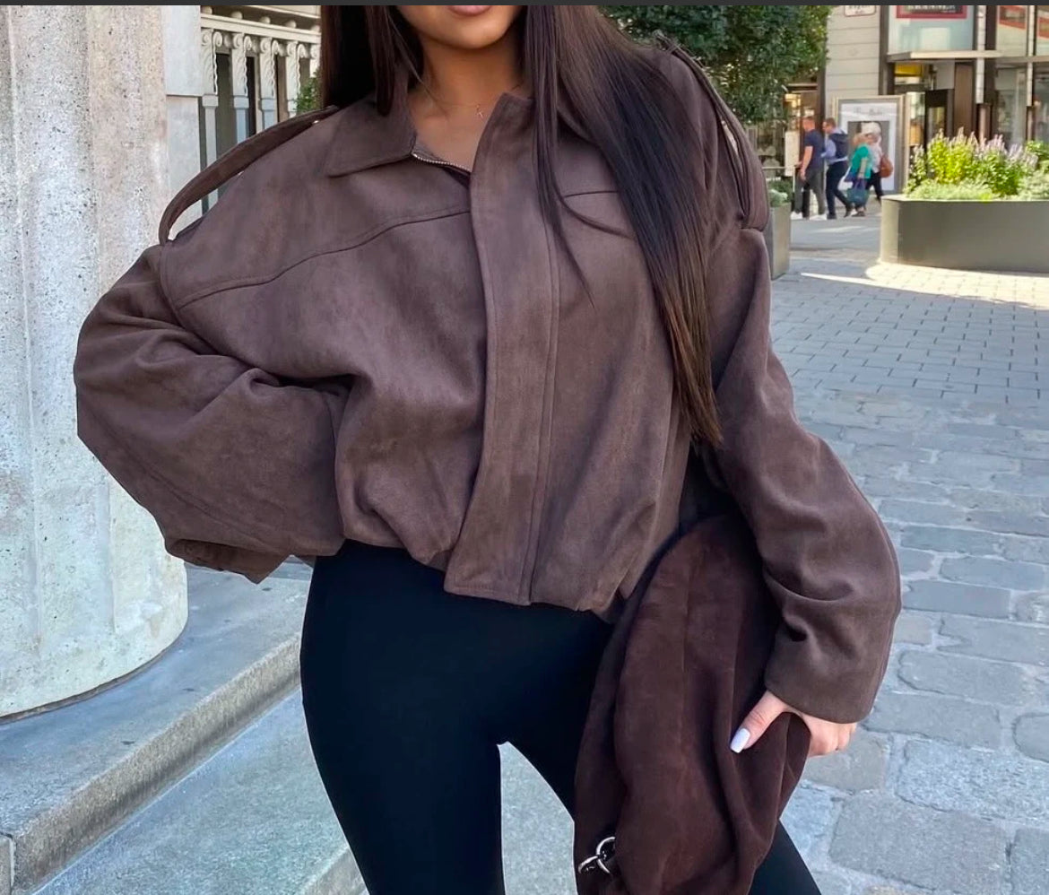 Bomber suedine marron