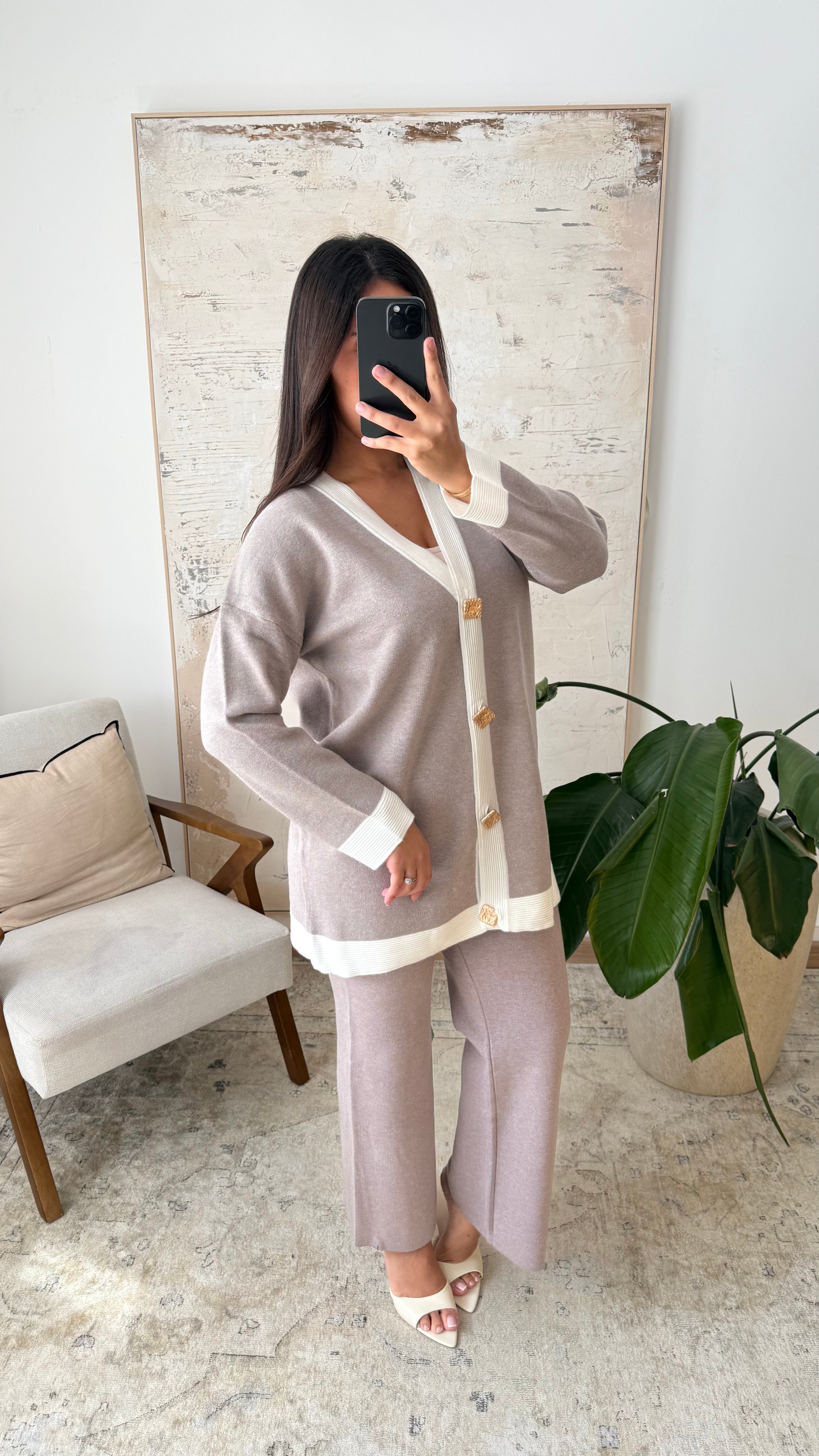 Ensemble taupe gilet + pantalon