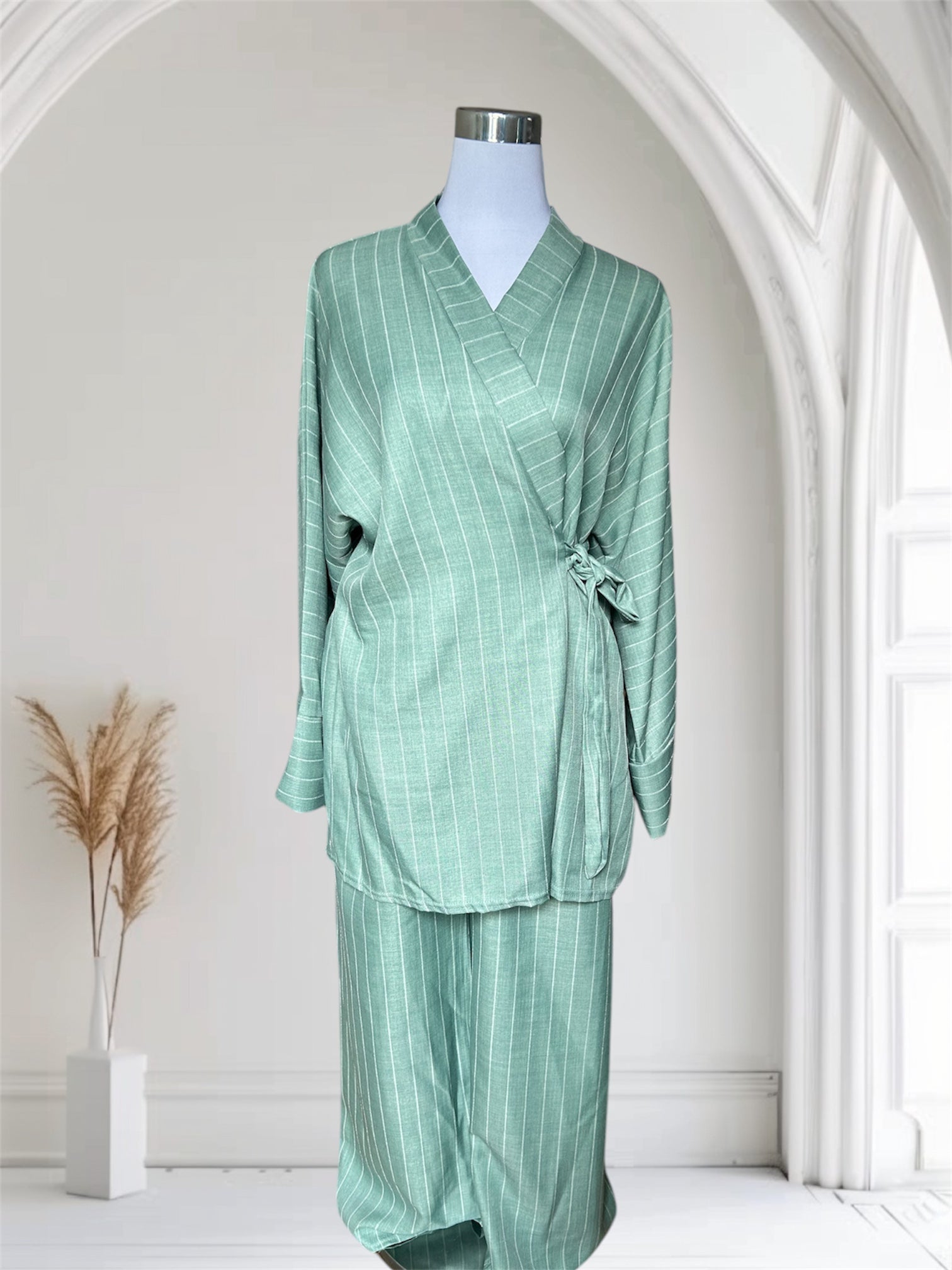 Ensemble rayée vert d’eau