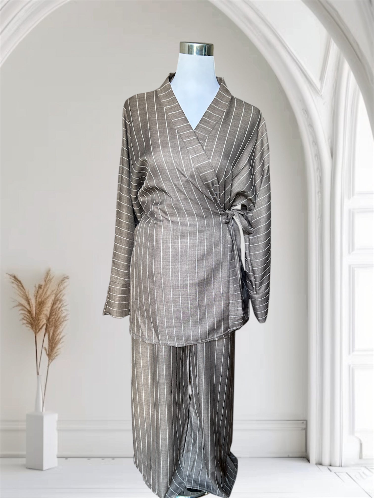 Ensemble rayée taupe
