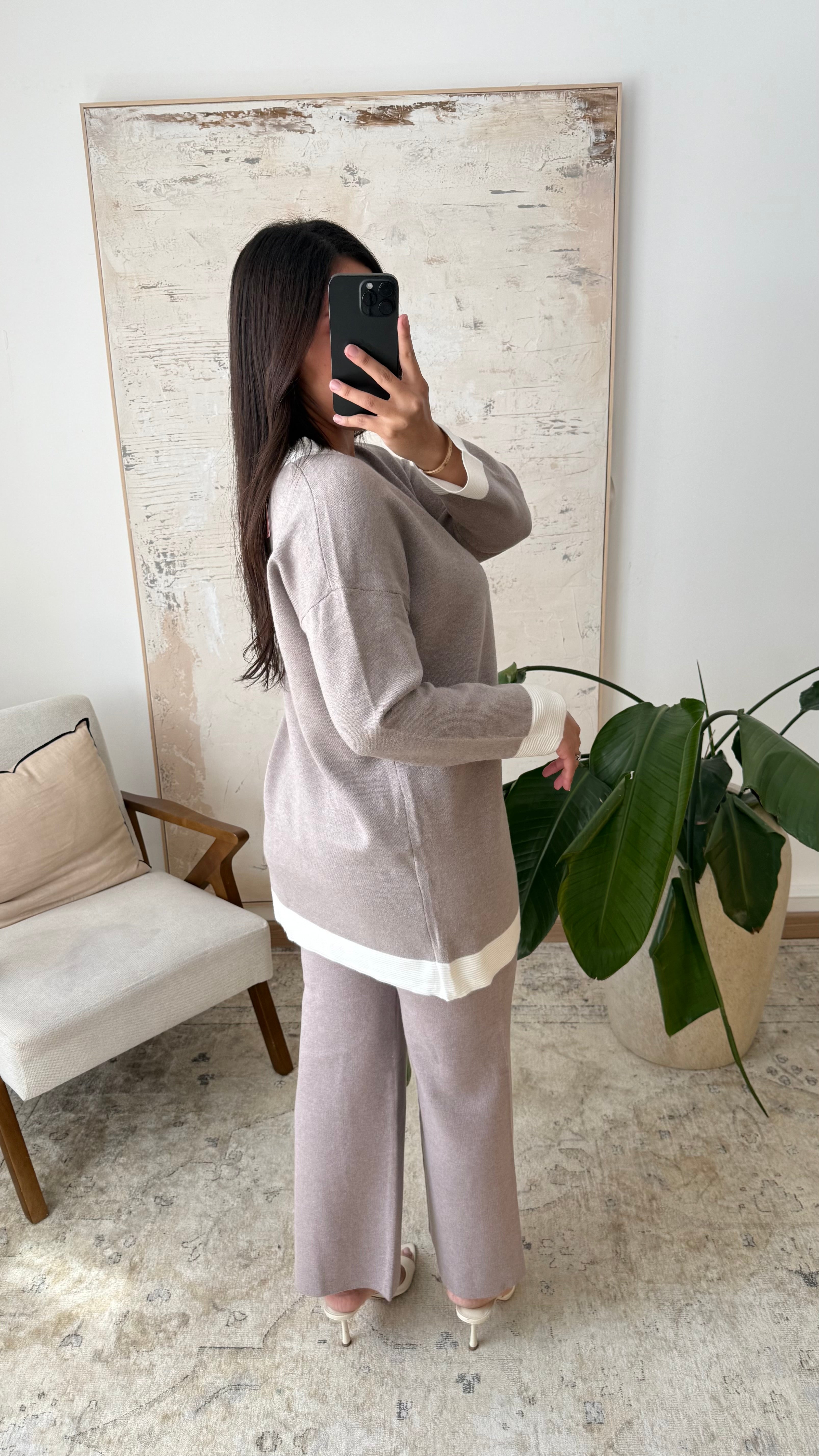Ensemble taupe gilet + pantalon