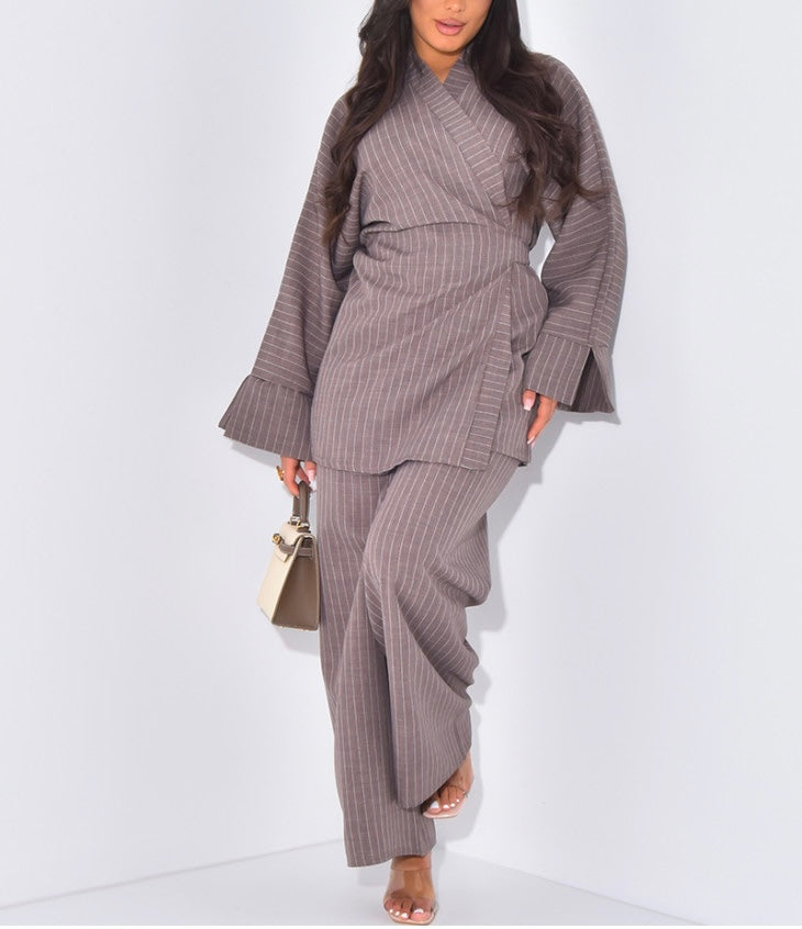 Ensemble rayée taupe