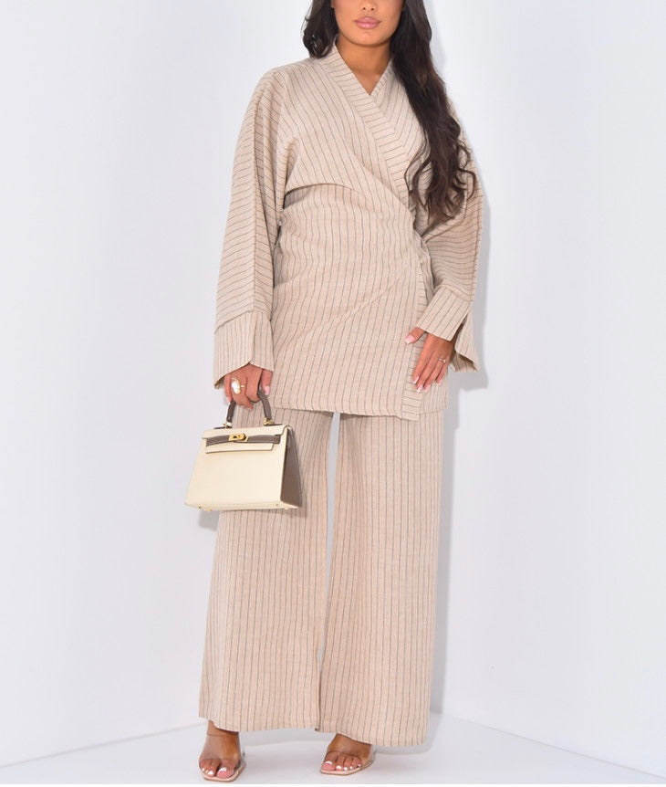 Ensemble rayée beige